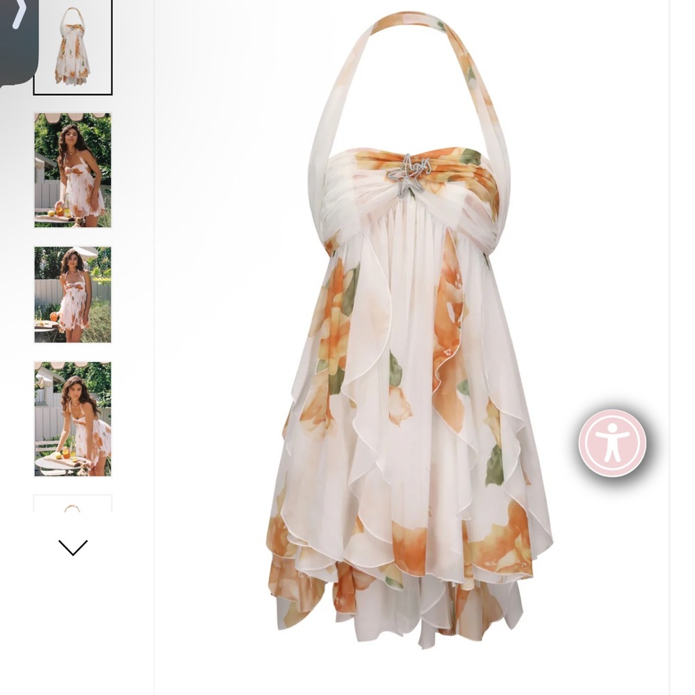 Nana Jacqueline Orange Cream Tiered Ruffled Halter Sundress